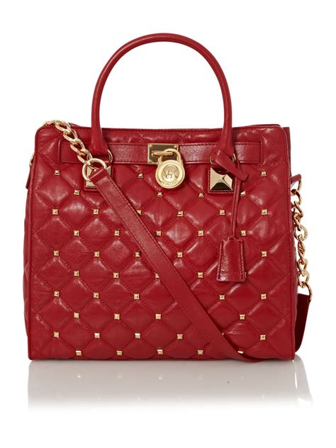 michael kors hamilton studded quilted tote|Michael Kors Hamilton studded tote.